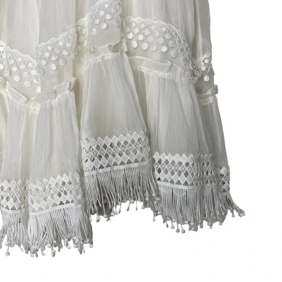 Rococo‎ Sand Cia Mini Skirt NEW Resort Wear Boho Off White Bridal Wedding  XS - Picture 5 of 8